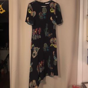 Floral drop waist dress with asymmetrical bottom